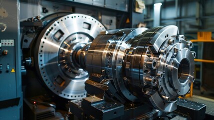 Fototapeta premium High-tech industrial machine in factory stock photo --ar 16:9 --raw --v 6 Job ID: 148644ad-d4b7-4a35-9c61-ef0d4ed2cd9e