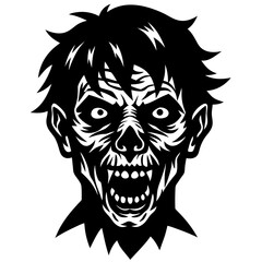 Obraz premium Zombie head silhouette vector illustration