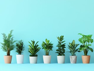 Obraz premium Houseplants on Blue Wall