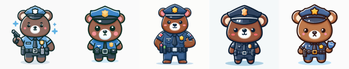 Vector of a bear wearing a police costume.