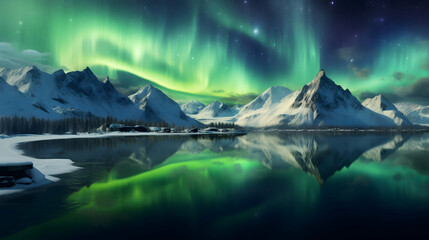 Fototapeta premium mountain landscape with lake and mountains