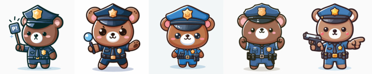 Vector of a bear wearing a police costume.