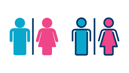 Toilet icon vector isolated on white background. Toilet sign. Man and woman restroom sign vector. Male and female icon