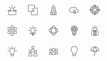 creativity innovation set of web icons in line sty.eps