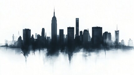 Obraz premium Minimalist New York cityscape featuring urban construction, skyline with clean copy space for text