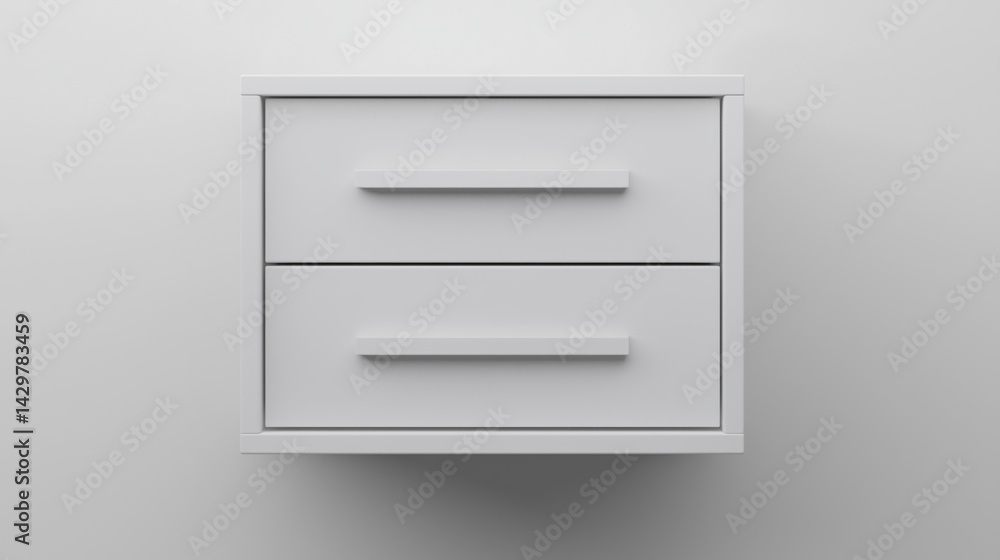 Poster a minimalist gray drawer unit featuring two drawers with simple handles against a plain background.