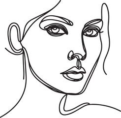 A Women face in continuous line art drawing style