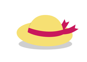 赤いリボンのついた麦わら帽子