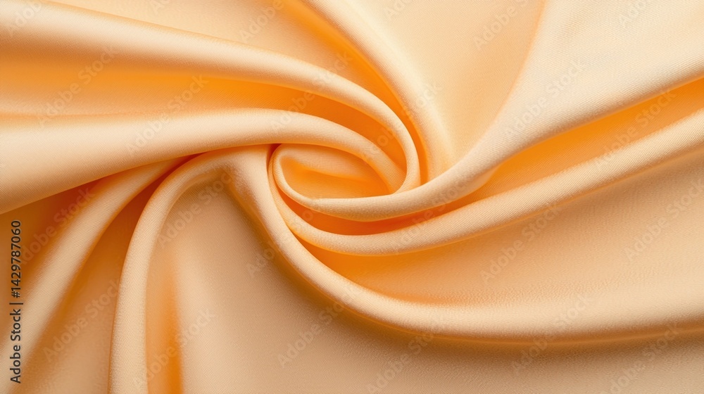 Poster a smooth, luxurious fabric in soft peach tones, elegantly swirling to create a visually appealing te