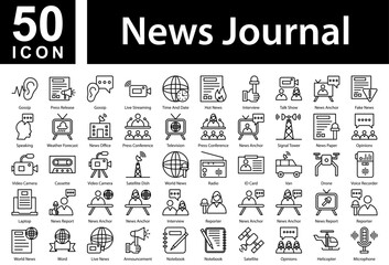 News Journal Icon Collection and Symple Concept Black Outline