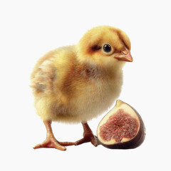 Obraz premium Adorable Baby Chick with a Fresh Fig