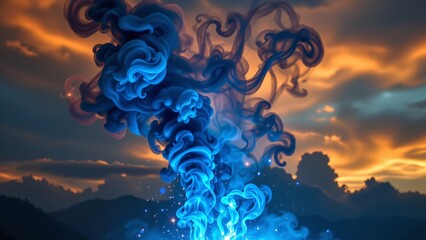A cascade of intense, azure sparks erupts, each a fleeting star against a backdrop of gathering gloom