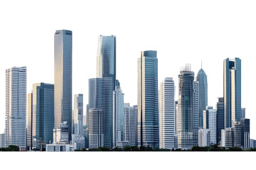 Obraz premium Modern Houston Skyline Featuring Tall Skyscrapers and Urban Architecture at Sunset on transparent background