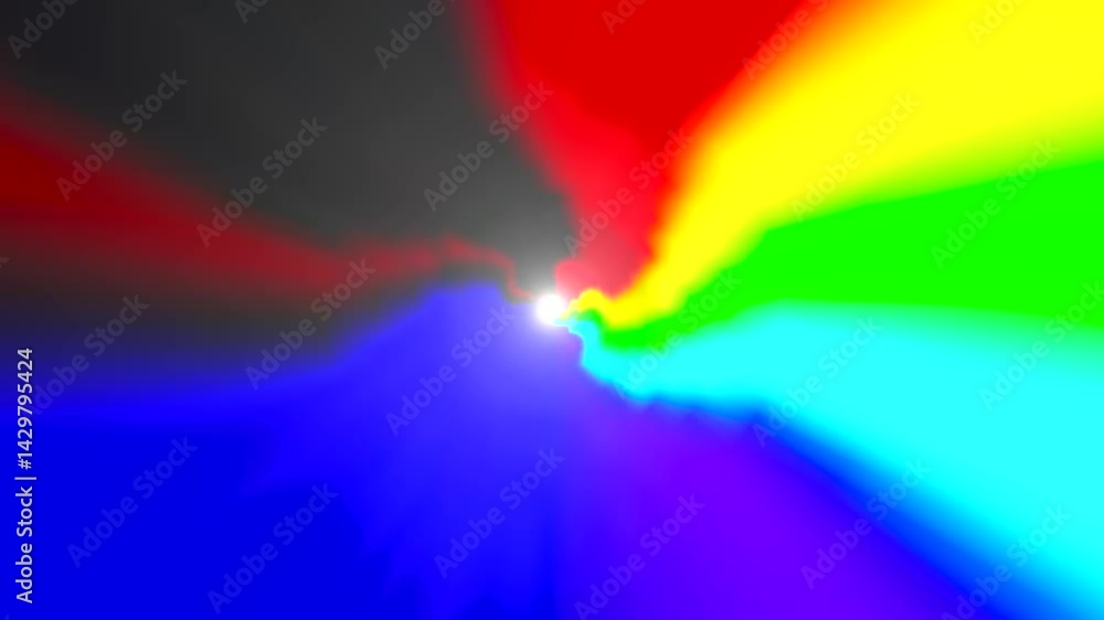 Poster colorful glowing light tunnel with fast motion and streak effects in abstract space animation