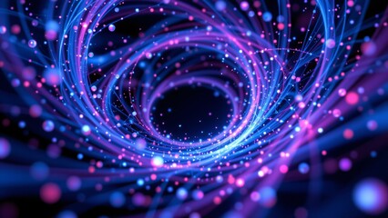 A swirling vortex of deep ultramarine and vivid violet light intertwines, resembling a nebula compressed into strands