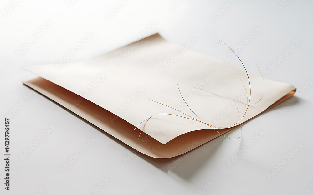 Poster minimalist pale paper sheet with subtle curves and texture on white backdrop for artistic and design