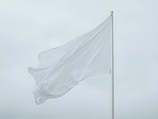 White flag waving in the wind a peaceful surrender symbol image sky art day wave grey calm hope pure soft view cloth