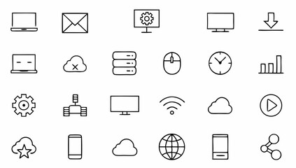 information technology set of web icons in line st.eps