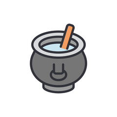 Cauldron colored icons, minimalist vector illustration ,simple transparent graphic element .Isolated on white background