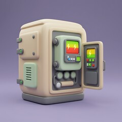 Fototapeta premium 3D cartoon futuristic energy control panel