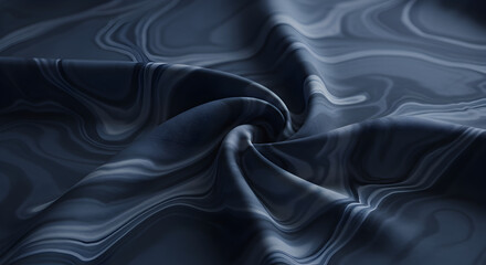 Fototapeta premium Elegant Dark Blue Fabric With Swirling Light Gray Pattern Background