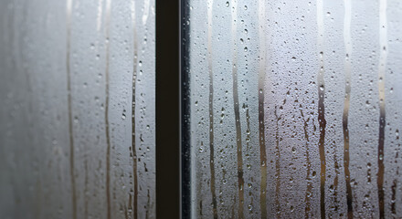 Condensation And Mist Forming On Glass Shower Doors After Hot Steamy Shower