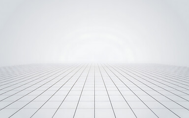 Abstract White Grid Perspective Minimalist Background Design, Modern Architecture, Geometric Pattern