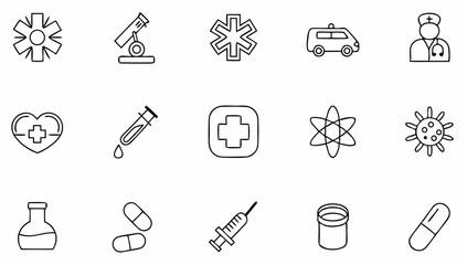 medicine and health set of web icons in line style (1).eps