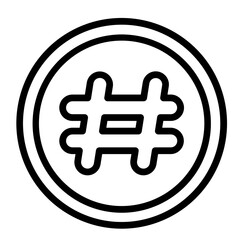 Hashtag Symbol Vector Line Icon Design