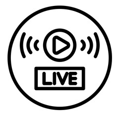 Live Stream Icon Vector Line Icon Design