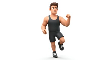 Fototapeta premium 3D Render of a Muscular Male Athlete Running, Active Lifestyle and Fitness Concept Illustration