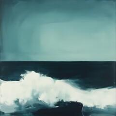 Abstract Ocean Wave Painting Teal Green Sea