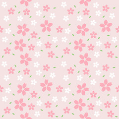seamless pattern with cherry blossom pink and white sakura flowers