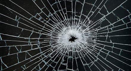 Fototapeta premium Shattered Glass Texture Against Black Backdrop Offering Sharp Contrast