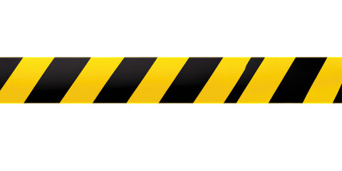 Yellow and Black Caution Tape for Safety Warning in Construction or Hazard Areas on transparent background