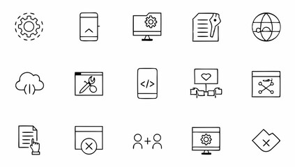 programming coding set of web icons in line style .eps