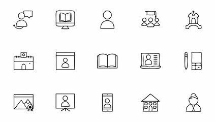 school set of web icons in linear style  education.eps