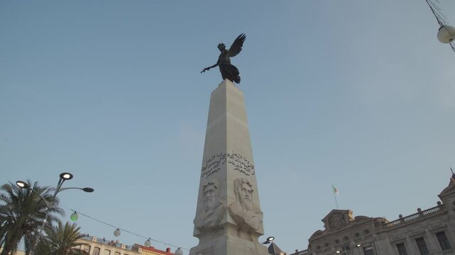 Historic monument and statue in oran  symbolizing war and peace