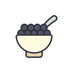 Caviar colored icons, minimalist vector illustration ,simple transparent graphic element .Isolated on white background