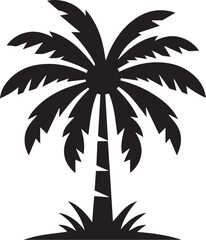 Black and White Palm Tree Vector Icon Illustration