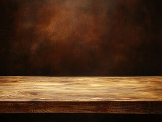Rustic wood table surface against a blurred dark brown textured backdrop