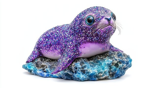 Glittery Purple Seal Sculpture