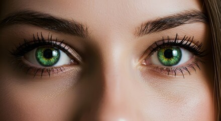 Fototapeta premium Close up of beautiful green eyes with long lashes beauty eyes makeup look