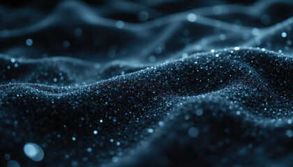 mesmerizing view of shimmering particles on dark surface, creating sense of depth and tranquility. scene evokes feeling of calmness and wonder