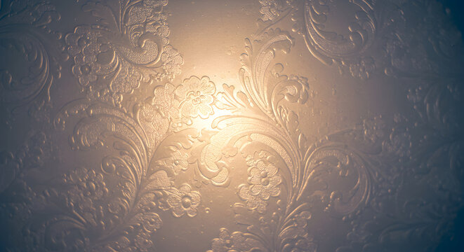 Fototapeta Elegant Floral Pattern With a Shimmering Golden Effect, Background Texture