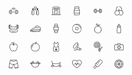 sport and fitness set of web icons in line style  .eps