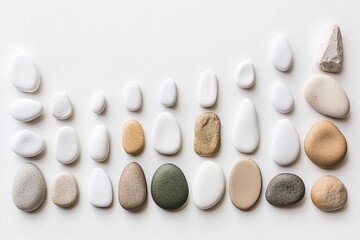 Assorted smooth stones arranged in a pattern