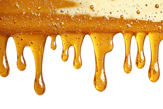 dripping honey on white background