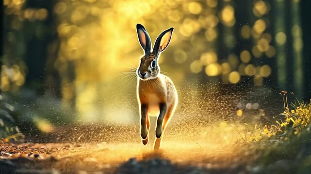 European Hare in Golden Hour: A Captivating Wildlife Image