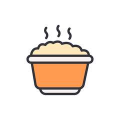 Cereal bowl colored icons, minimalist vector illustration ,simple transparent graphic element .Isolated on white background